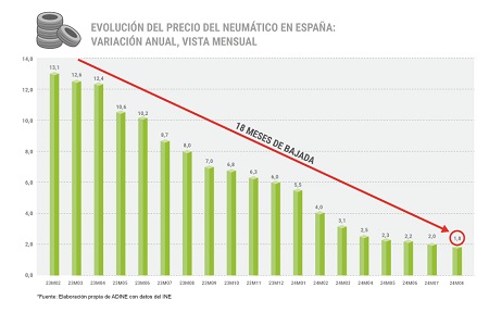 Gráfica anual del precio de los neumáticos