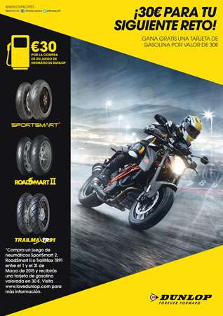 Dunlop regala 30 euros en carburante