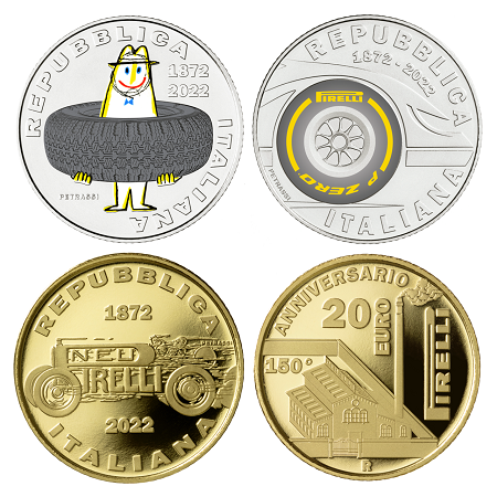 Monedas de celebración 150 Aniversario de Pirelli